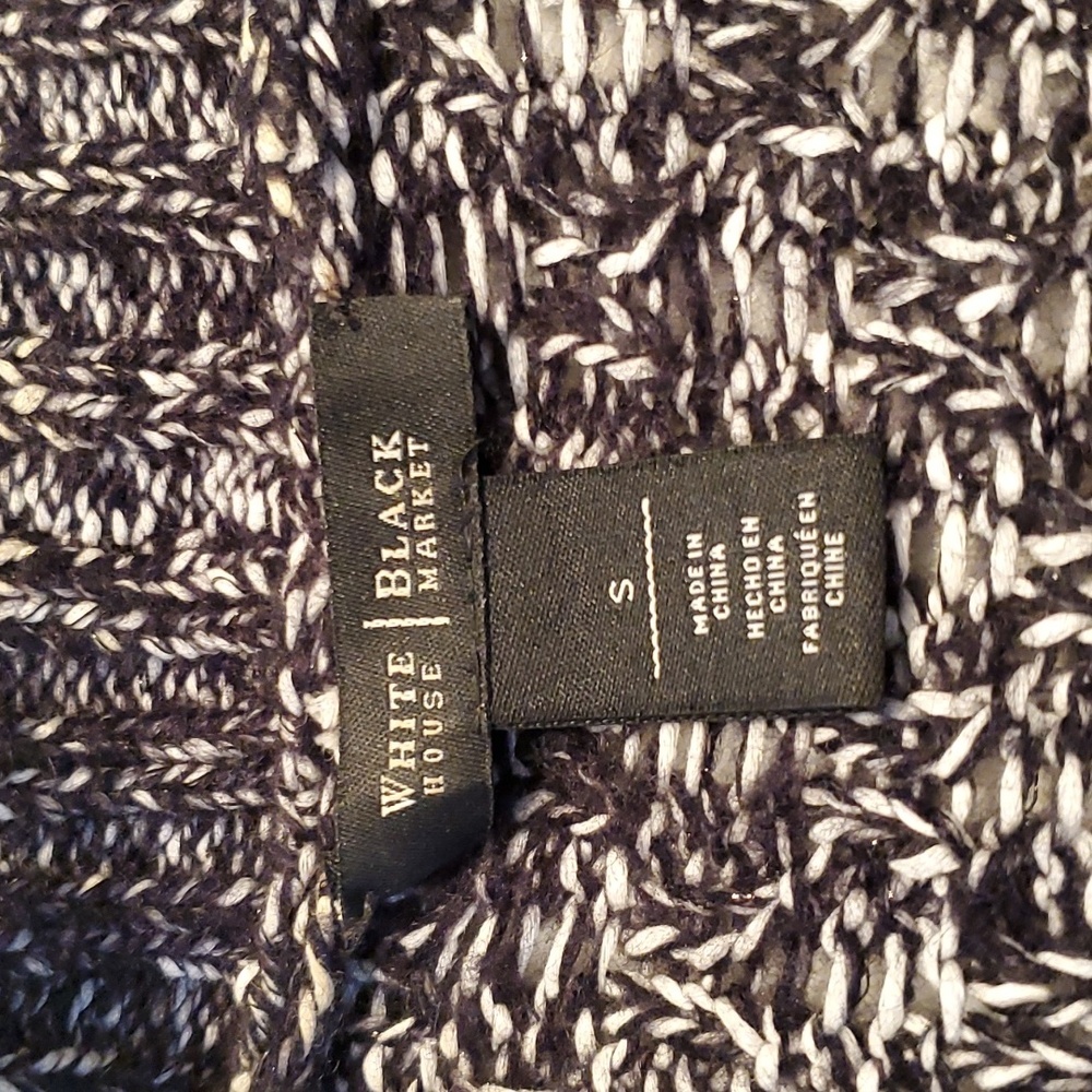 White House Black Market Marled Drop Sleeve Long Cardigan Black And White Size S - Picture 6 of 8